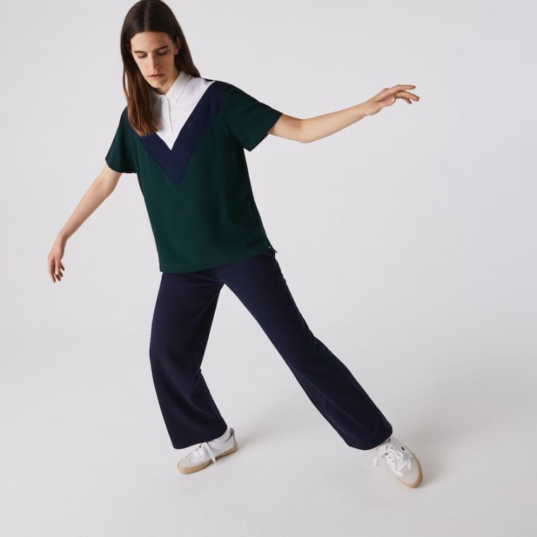 Lacoste Straight fit Colourblock Flowy And Könnyű Polo Zöld Sötétkék Kék Fehér | rpltmiCV