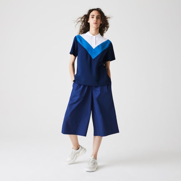 Lacoste Straight fit Colourblock Flowy And Könnyű Polo Kék Fehér | zLlN3ePP