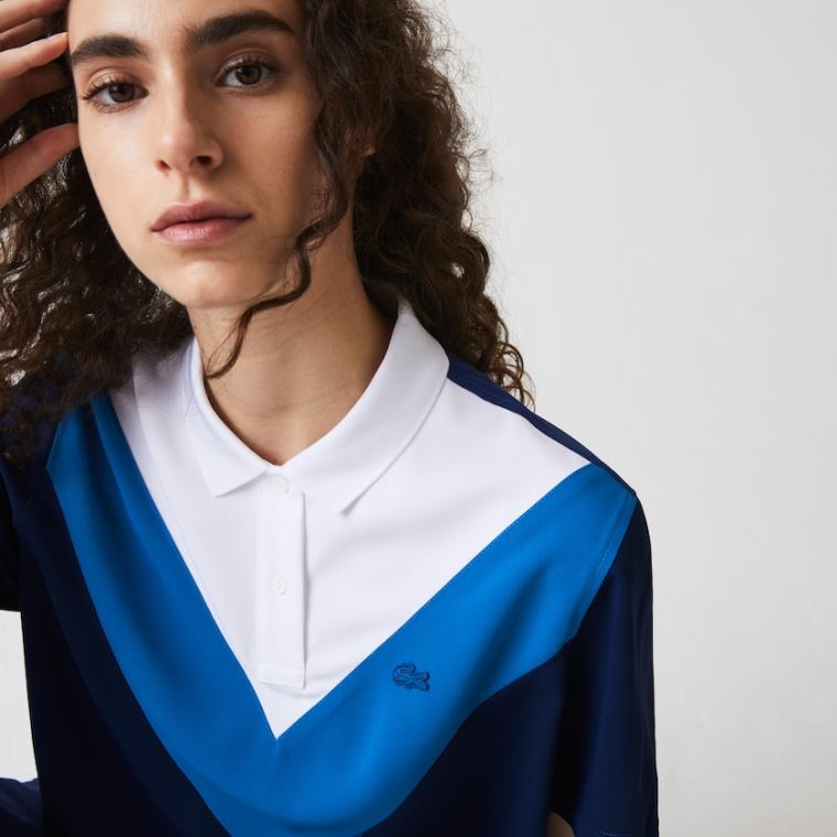 Lacoste Straight fit Colourblock Flowy And Könnyű Polo Kék Fehér | zLlN3ePP