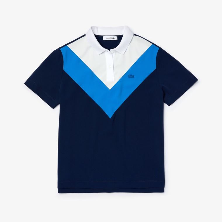 Lacoste Straight fit Colourblock Flowy And Könnyű Polo Kék Fehér | zLlN3ePP