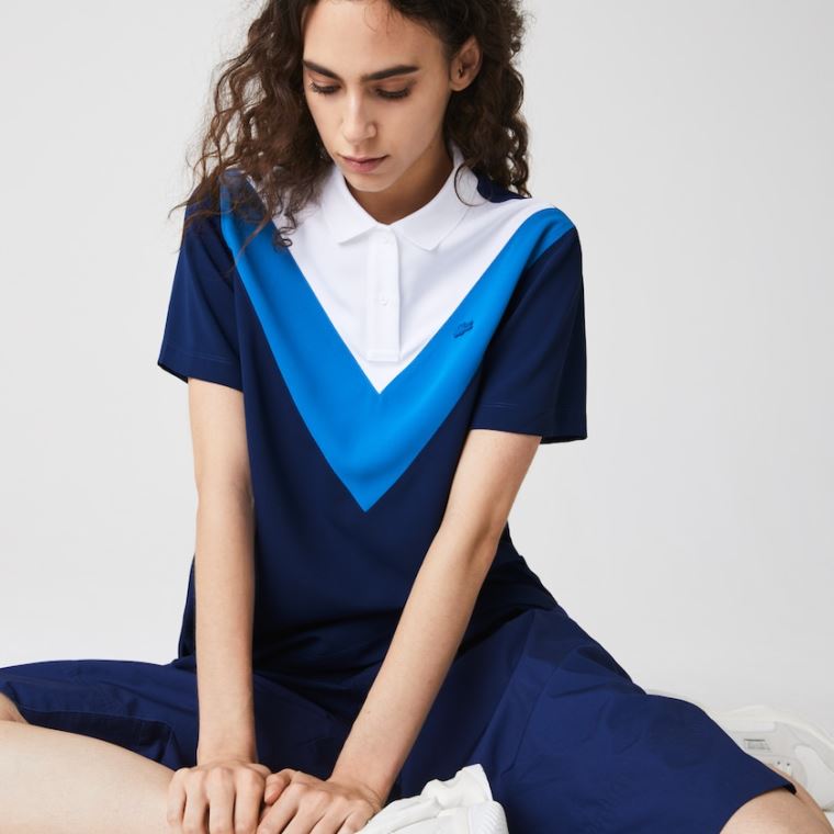 Lacoste Straight fit Colourblock Flowy And Könnyű Polo Kék Fehér | zLlN3ePP