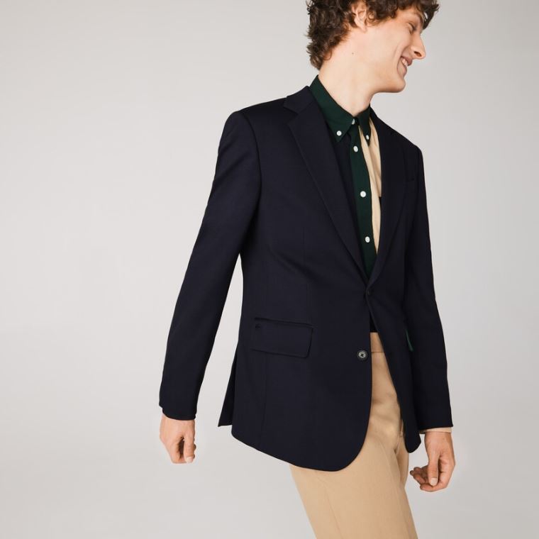 Lacoste Stretch Buttoned Straight Fit Blazer Sötétkék Kék | EkabIX4C