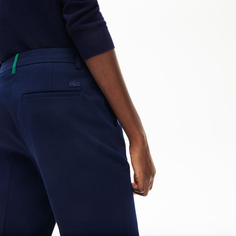 Lacoste Stretch Pamut Chinos Sötétkék Kék | 7N8iLXNZ