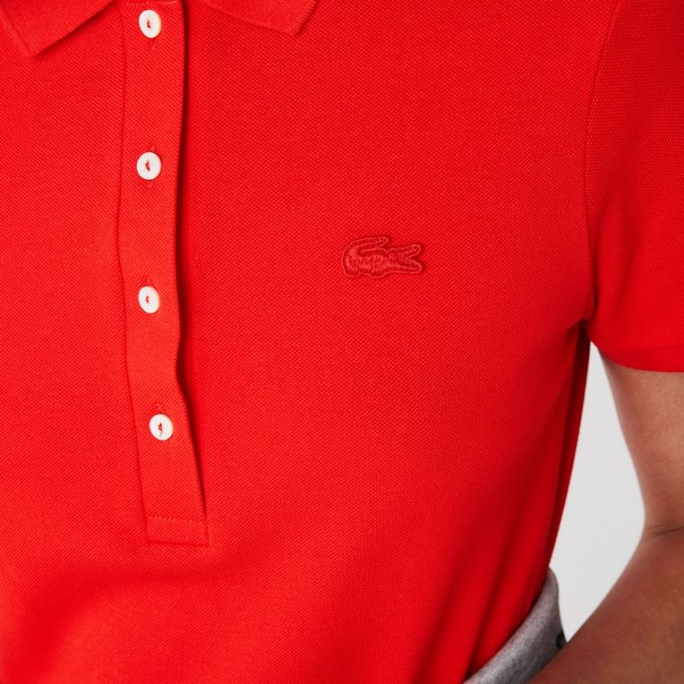 Lacoste Stretch Pamut Piqué Polo Ruha Piros | rC69XmoF