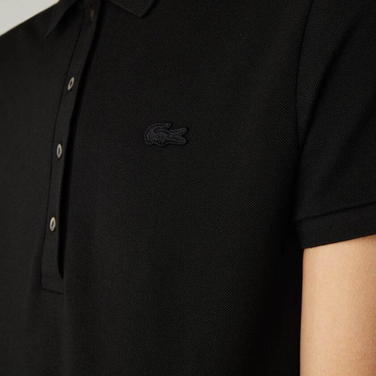 Lacoste Stretch Pamut Piqué Polo Shirt Fekete | 0myRJrTC