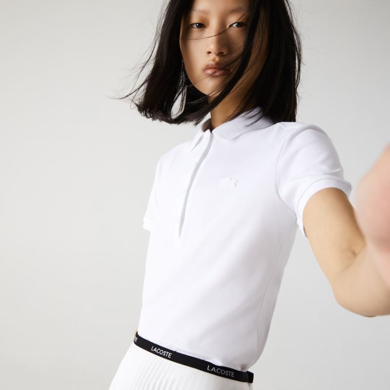 Lacoste Stretch Pamut Piqué Polo Shirt Fehér | huS0DP7v