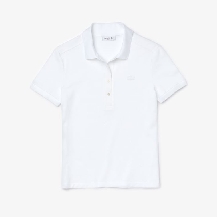 Lacoste Stretch Pamut Piqué Polo Shirt Fehér | huS0DP7v