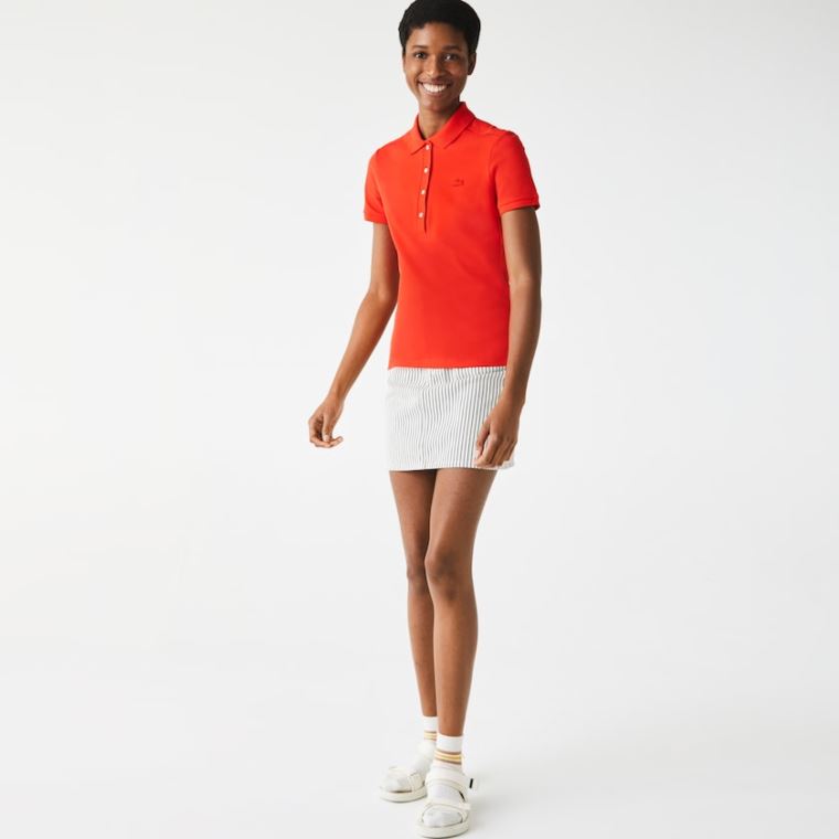 Lacoste Stretch Pamut Piqué Polo Shirt Piros | fWdbD9uD