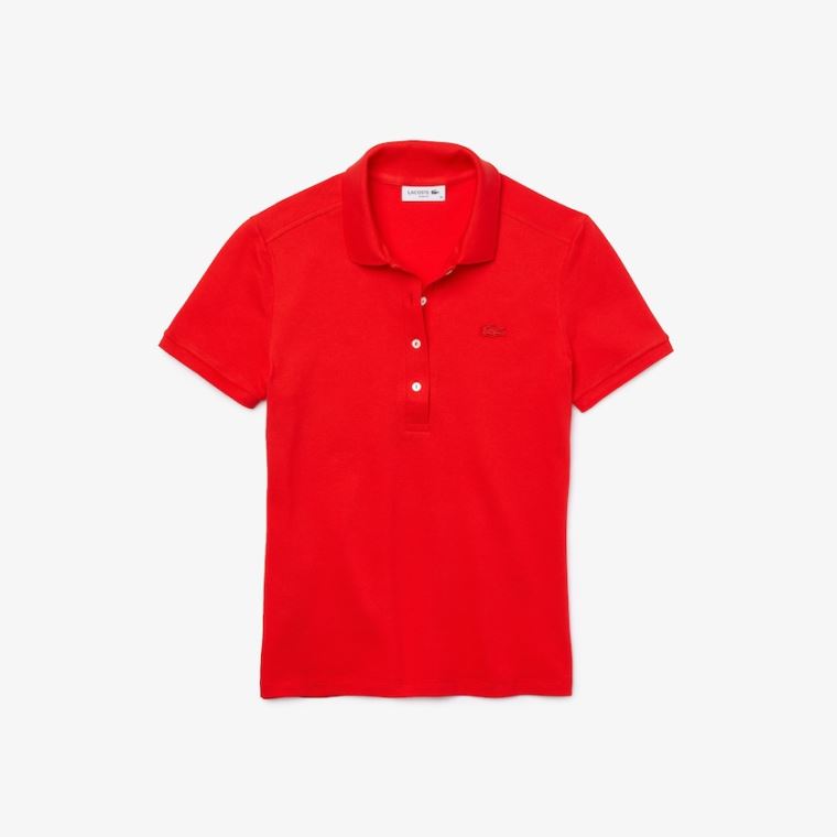 Lacoste Stretch Pamut Piqué Polo Shirt Piros | fWdbD9uD