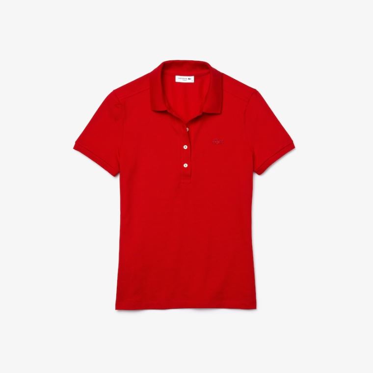 Lacoste Stretch Pamut Piqué Polo Shirt Piros | hxAaZeoe