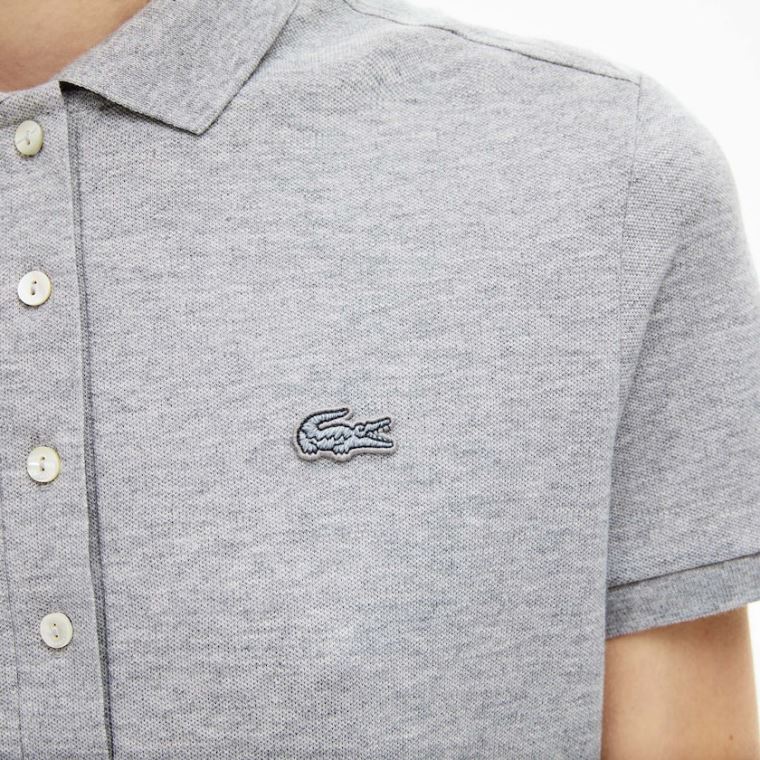 Lacoste Stretch Pamut Piqué Polo Shirt Szürke | Dzmgvho0