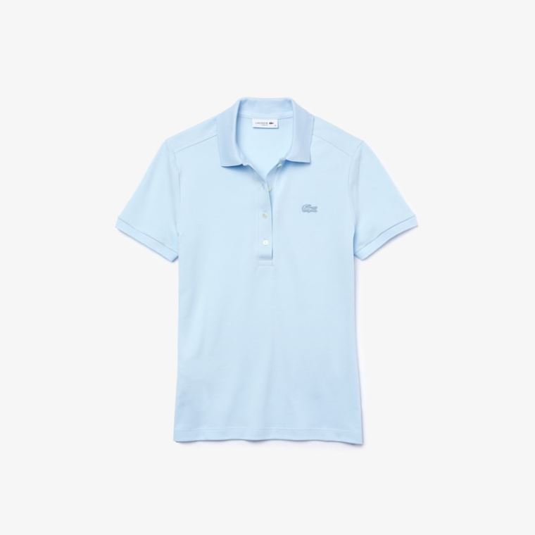 Lacoste Stretch Pamut Piqué Polo Shirt Világos Kék | QE7Ss9zO