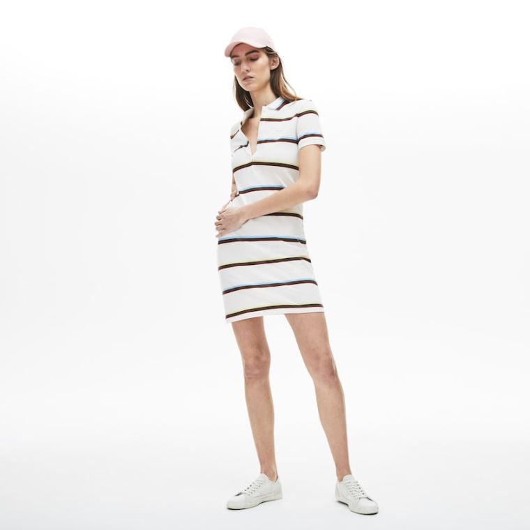 Lacoste Stretch Pamut Polo Ruha Fehér | cnsVyiDH