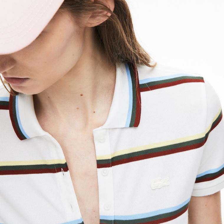 Lacoste Stretch Pamut Polo Ruha Fehér | cnsVyiDH