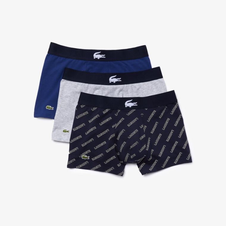 Lacoste Stretch Pamut Trunk 3-Pack Sötétkék Kék Fehér Szürke Sötétkék Kék | Mgx9OqZD