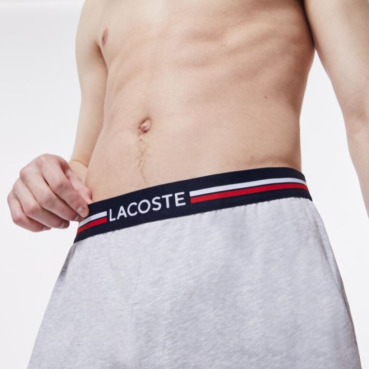 Lacoste Striped-Derekú Long Boxer Briefs Szürke | 9adj1lCM