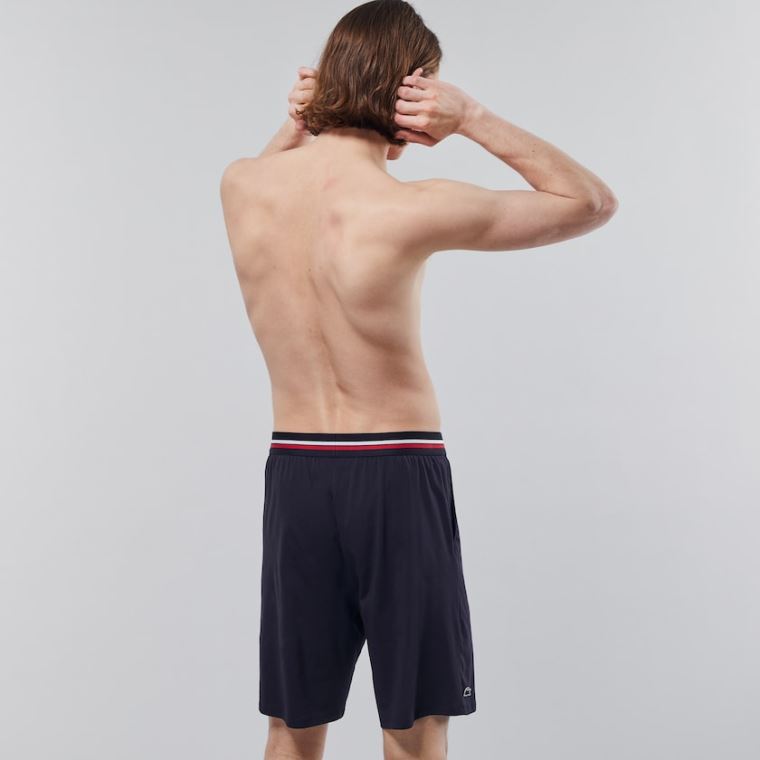 Lacoste Striped-Derekú Long Boxer Briefs Sötétkék Kék | sB6LnE7L