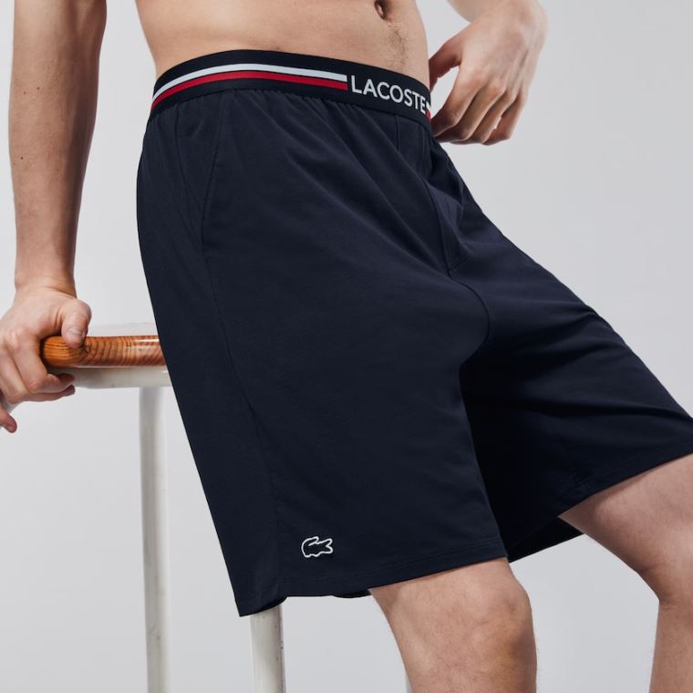 Lacoste Striped-Derekú Long Boxer Briefs Sötétkék Kék | sB6LnE7L