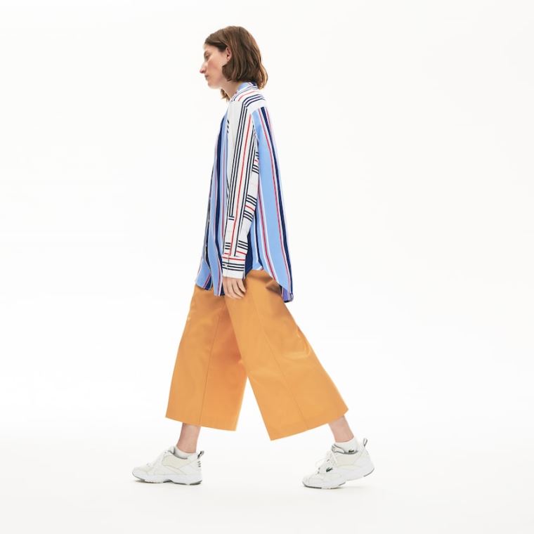 Lacoste Striped Long Flowing Shirt Lila Fehér Sötétkék Kék Piros | Sxg7WGwd