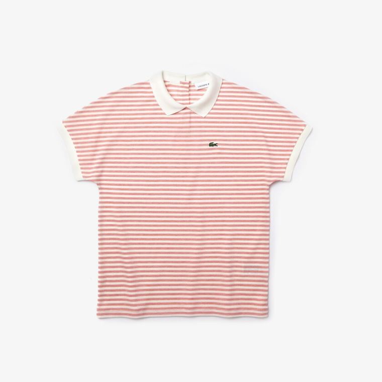 Lacoste Striped Polo Piros Fehér | j9Tz8d6j