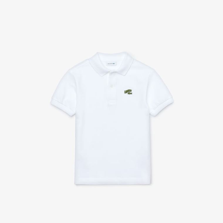 Lacoste Stylized Logo Pamut Petit Piqué Polo Fehér | rz3DJ1e0