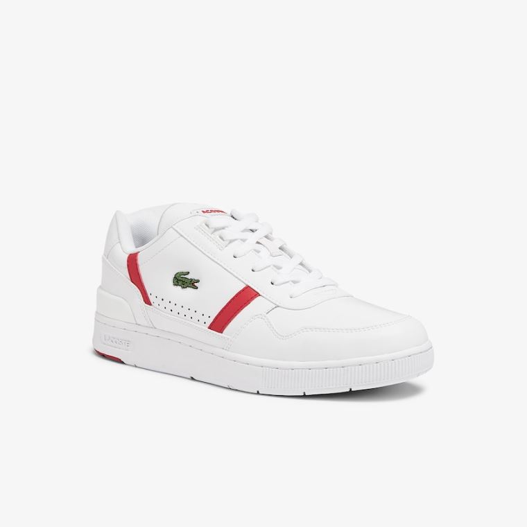 Lacoste T-Clip Bőr Sneakers Fehér Piros | csiLgMnc