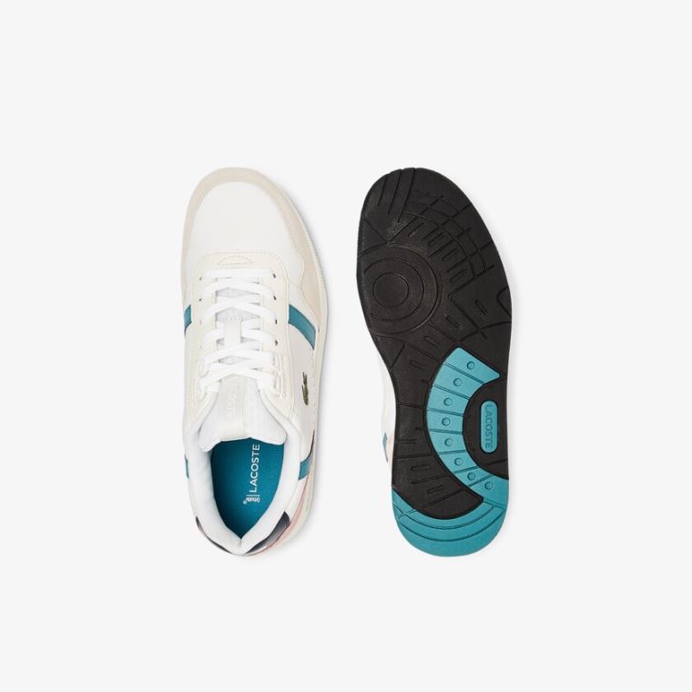 Lacoste T-Clip Bőr and Szintetikus Sneakers Fehér Sötéttürkiz | bFVxHWoh