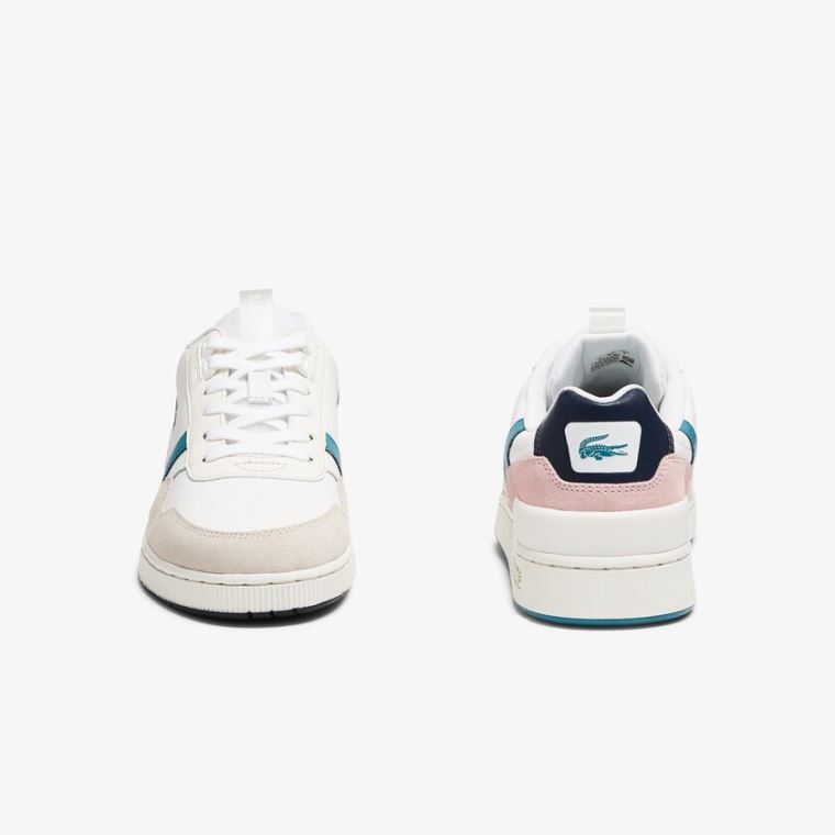 Lacoste T-Clip Bőr and Szintetikus Sneakers Fehér Sötéttürkiz | bFVxHWoh