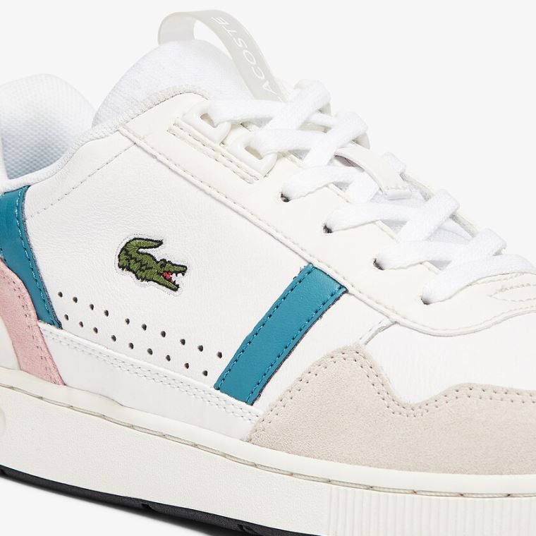 Lacoste T-Clip Bőr and Szintetikus Sneakers Fehér Sötéttürkiz | bFVxHWoh