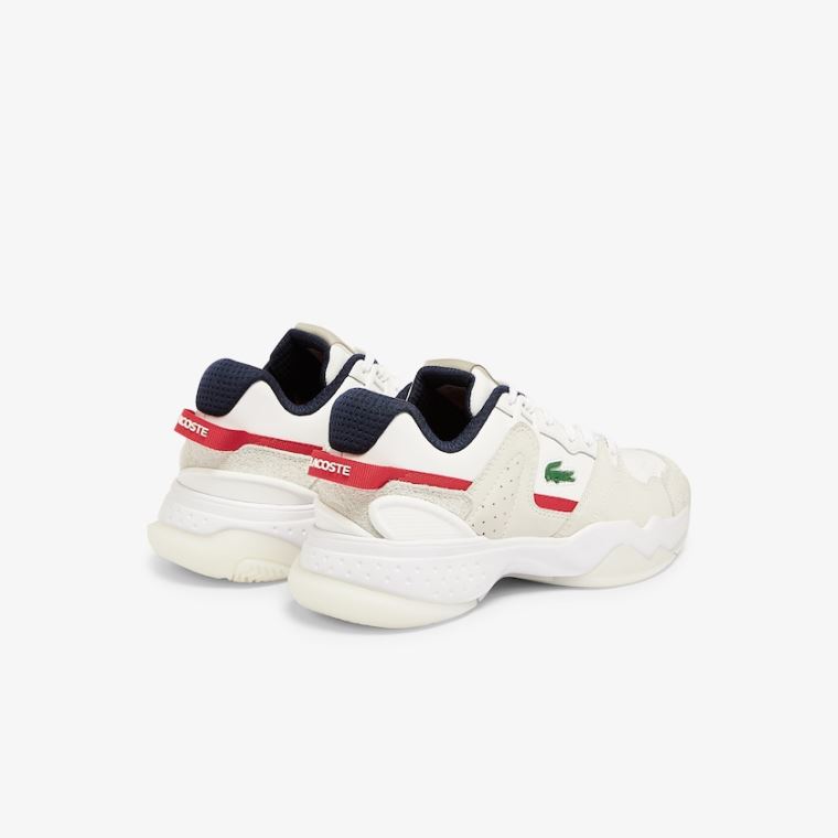 Lacoste T-Point Nubuck Bőr Sneakers Fehér Bézs | JdZiJxvm