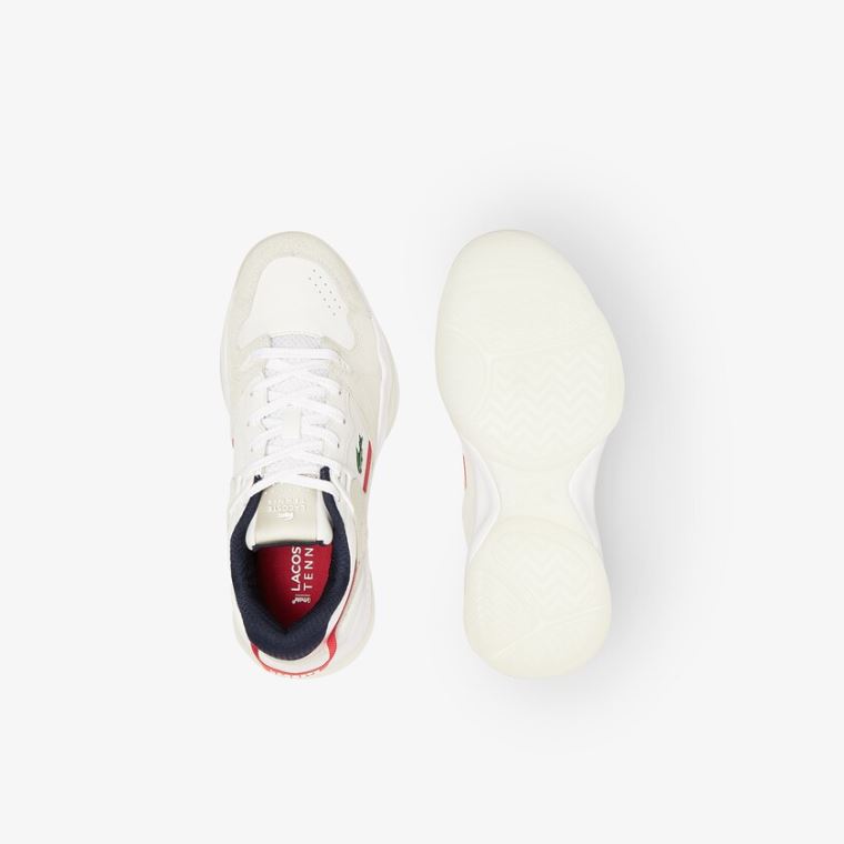 Lacoste T-Point Nubuck Bőr Sneakers Fehér Bézs | JdZiJxvm