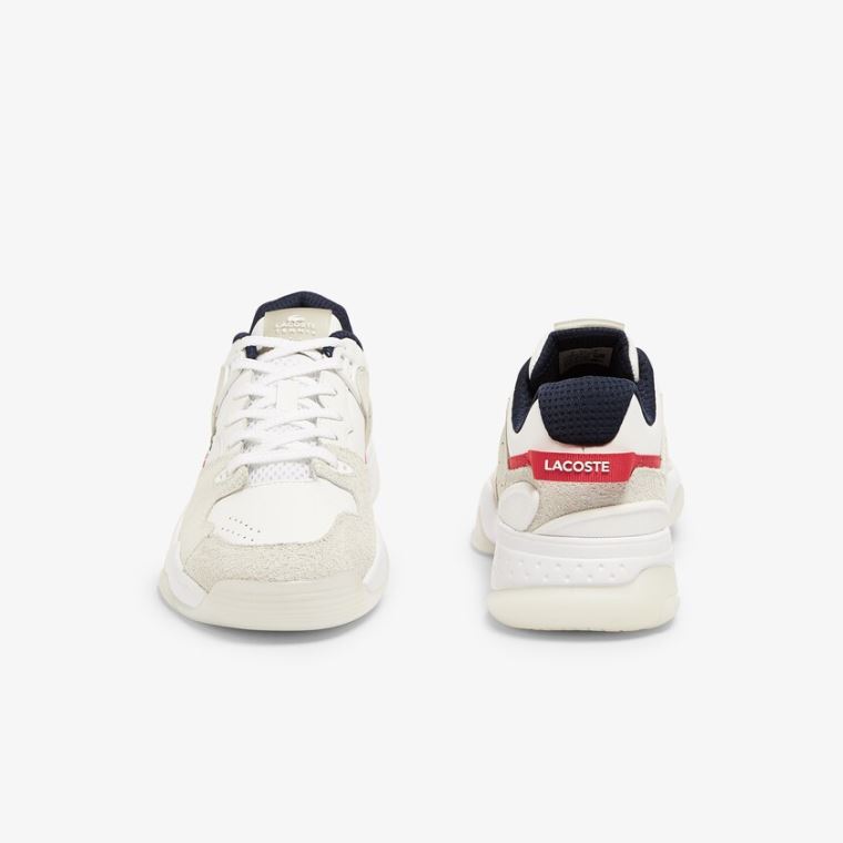 Lacoste T-Point Nubuck Bőr Sneakers Fehér Bézs | JdZiJxvm