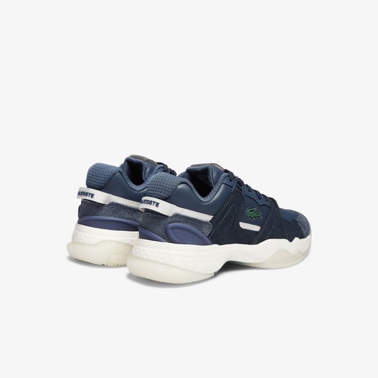 Lacoste T-Point Nubuck Bőr Sneakers Sötétkék | gPtZR36c