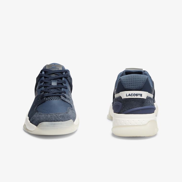 Lacoste T-Point Nubuck Bőr Sneakers Sötétkék | gPtZR36c