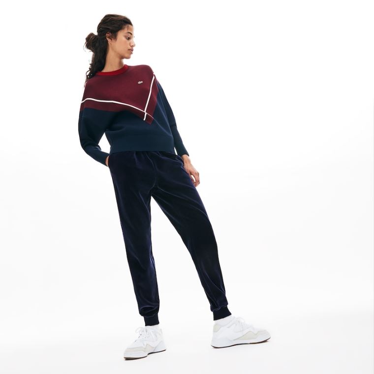 Lacoste Tapered Velour Terry Sweatpants Sötétkék Kék | y8JVo9PK