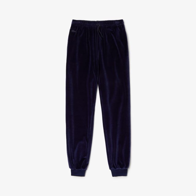 Lacoste Tapered Velour Terry Sweatpants Sötétkék Kék | y8JVo9PK