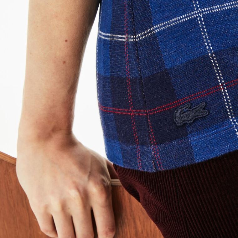 Lacoste Tartan Check Pamut Jacquard Polo Sötétkék Kék Kék | ycDkTA3W