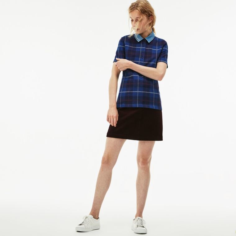 Lacoste Tartan Check Pamut Jacquard Polo Sötétkék Kék Kék | ycDkTA3W