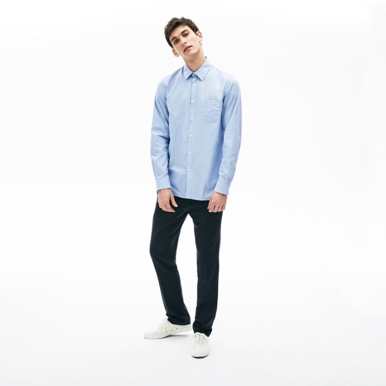 Lacoste Textured Pamut Shirt Világos Kék Fehér | YAxFlfRe