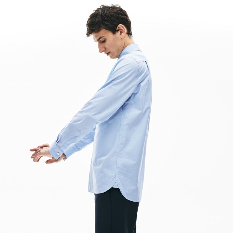 Lacoste Textured Pamut Shirt Világos Kék Fehér | YAxFlfRe