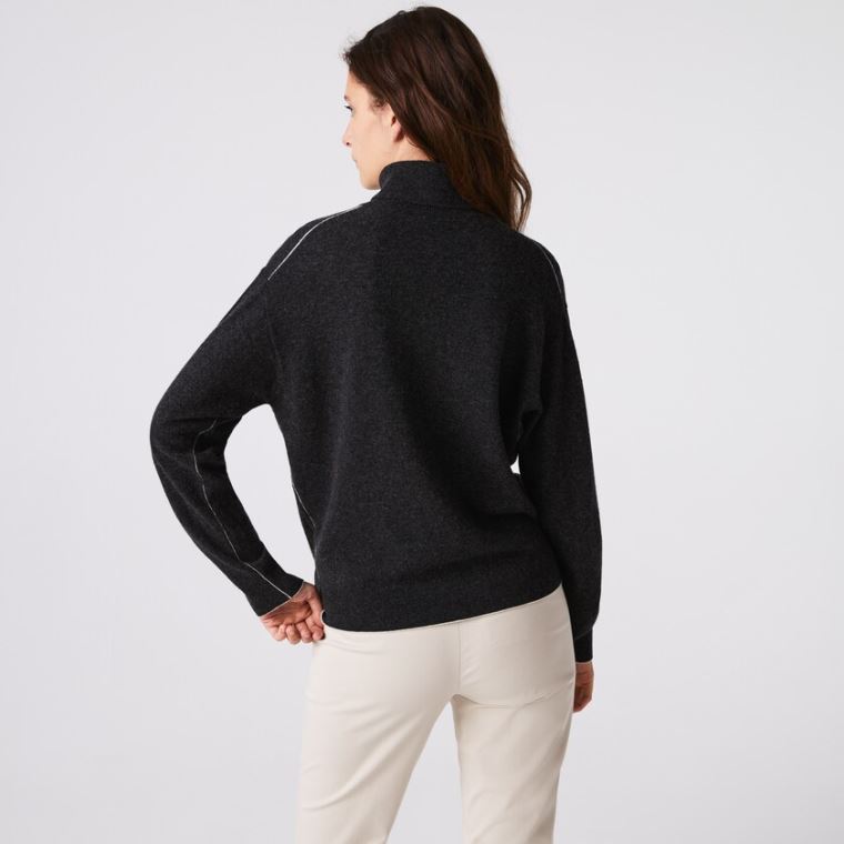 Lacoste Turtleneck Wool Pulóver Szürke | TSEdOYOy