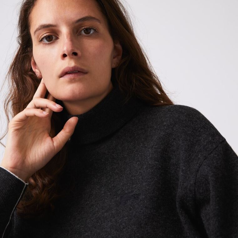 Lacoste Turtleneck Wool Pulóver Szürke | TSEdOYOy