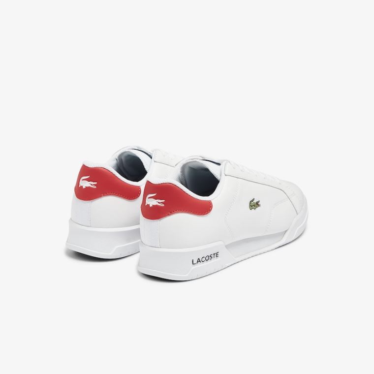 Lacoste Twin Serve Bőr Colour-Pop Sneakers Fehér Bézs | vkFSxJhf