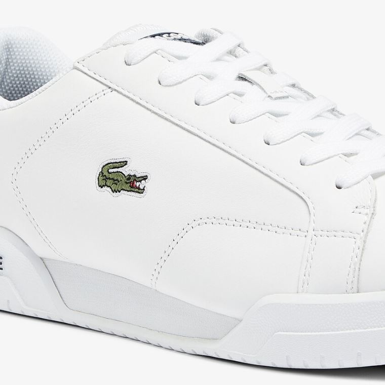 Lacoste Twin Serve Bőr Colour-Pop Sneakers Fehér Bézs | vkFSxJhf