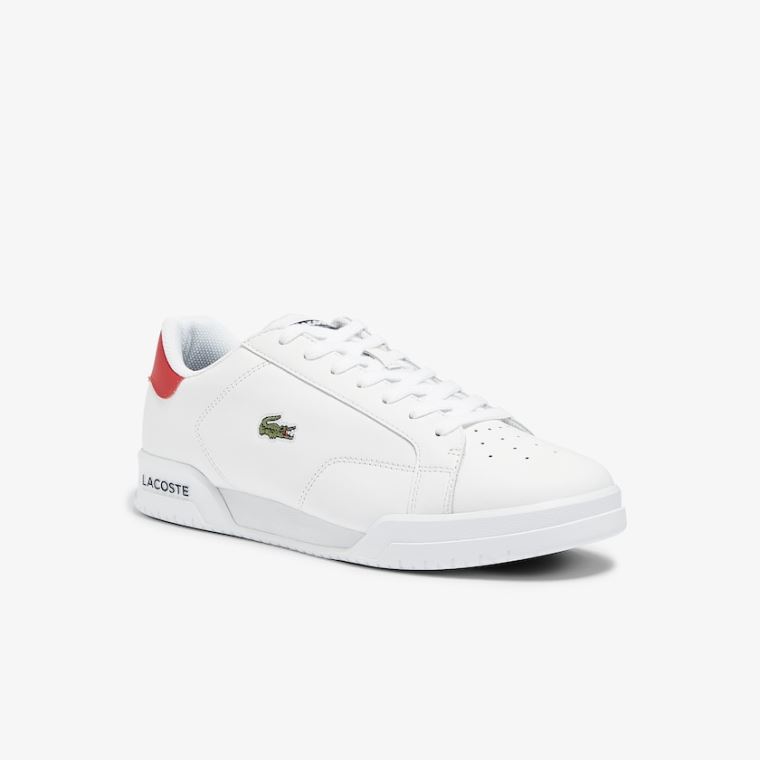 Lacoste Twin Serve Bőr Colour-Pop Sneakers Fehér Bézs | vkFSxJhf