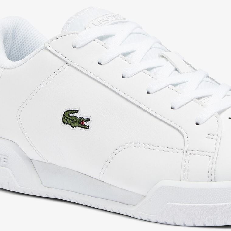 Lacoste Twin Serve Bőr Cupsole Sneakers Fehér | UP9y2es7