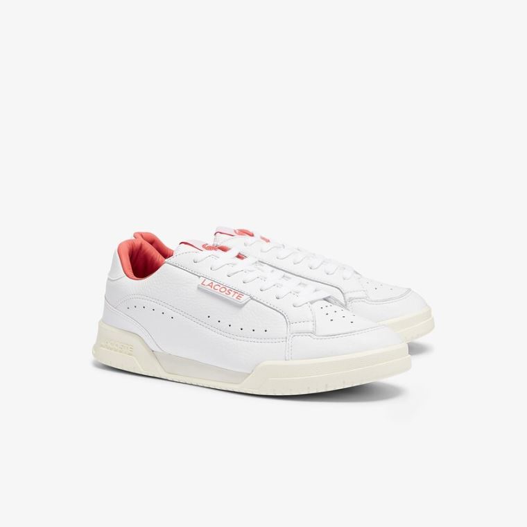 Lacoste Twin Serve Luxe Bőr Sneakers Fehér Bézs | w2LcyINi