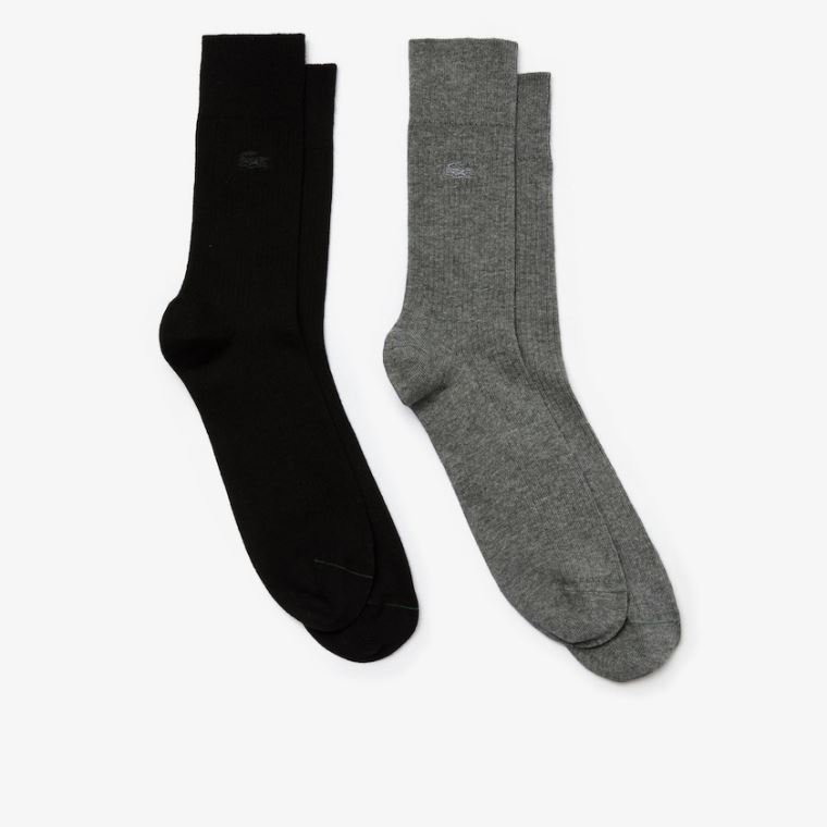 Lacoste Two-Pack Pamut And Wool Socks Kék Fekete | pGMLLAYa