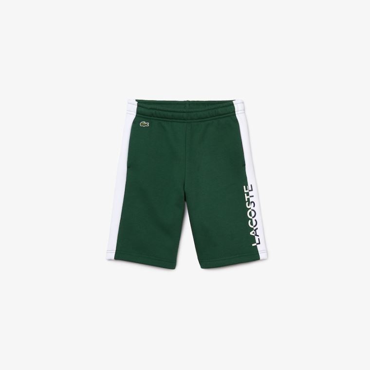 Lacoste Two-Tone Fleece Shorts Zöld Fehér | 8Zw0XyAp