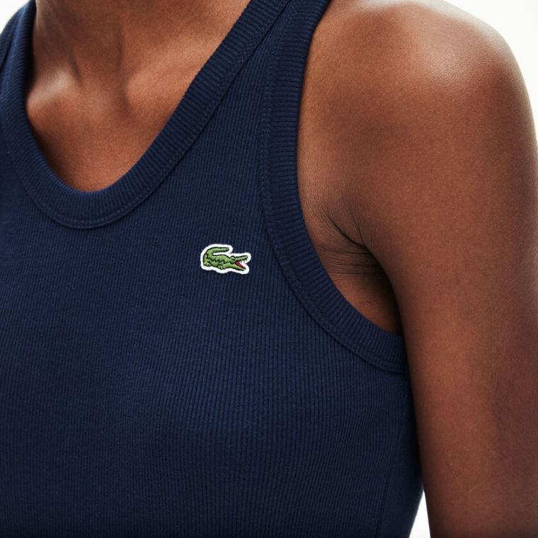 Lacoste Ujjatlan Scoopneck Top Sötétkék Kék | 99jmogcc